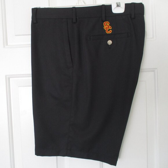 Peter Millar Crown Sport Mens "USC" Black Poly Golf Short Pant NWOT - Size 36W - Picture 1 of 4